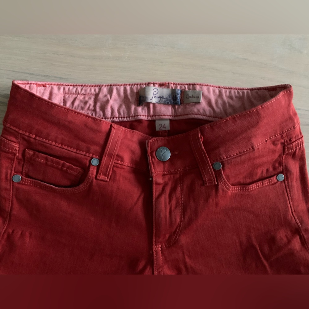PAIGE Cropped Red Jeans 24